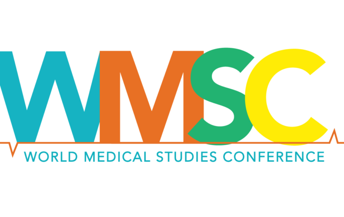 World Medical Studies Conference logo in conference theme colors, blue, orange, green, and yellow